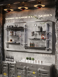 Industrial Style Wall-Mounted Pipe Shelf with Wood Shelves