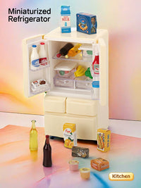 Miniature Dollhouse Furniture Set for Kids - Pretend Play Refrigerator, Laundry, Bar, Piano Room, Dining Table