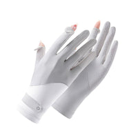Women's Summer UV Protection Ice Silk Driving & Cycling Gloves with Anti-Slip Half-Finger Touchscreen Design