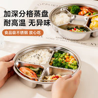 Stainless Steel Divided Steamer Plate with Handles for Baby Food and Meals