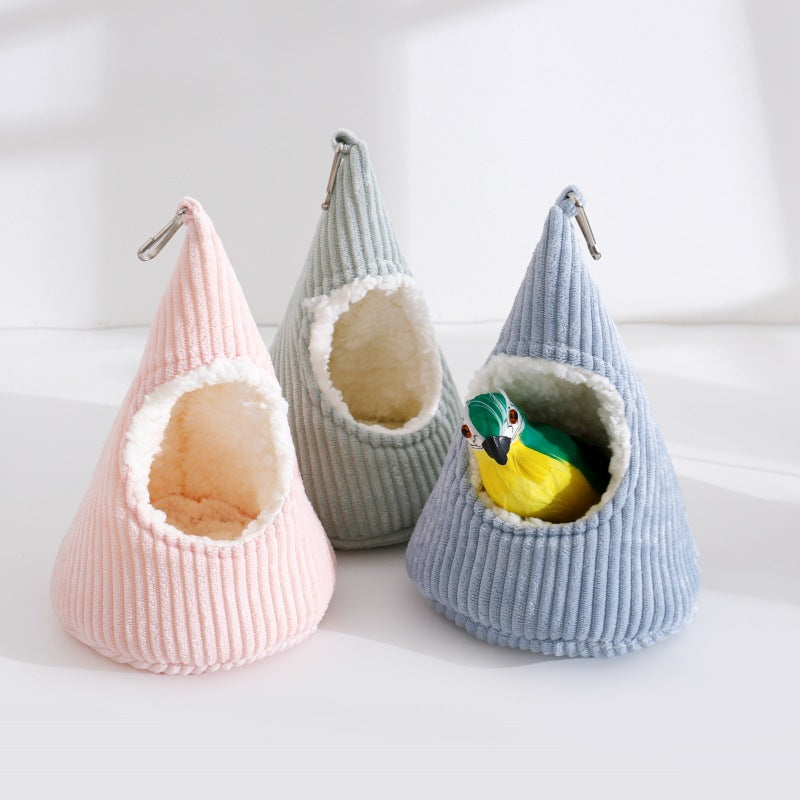 Plush Thickened Winter Bird Nest Hammock for Small Birds - Parrot Swing Bed, Cozy Hideaway for Budgies