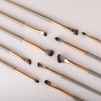 Multi-Piece Eye Detail Brush Set with Soft Animal Hair Bristles and Wooden Handles