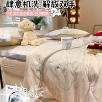 Cute West Highland Ice Silk Summer Quilt Bedding Set with Cooling Mat and Pillowcases