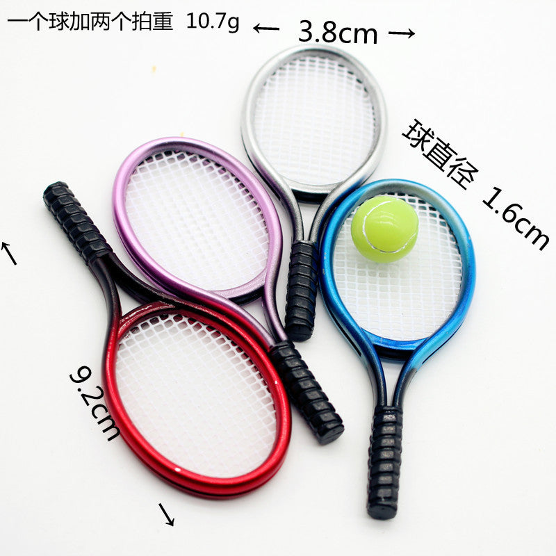 Dollhouse Miniature Tennis Racket and Ball Set