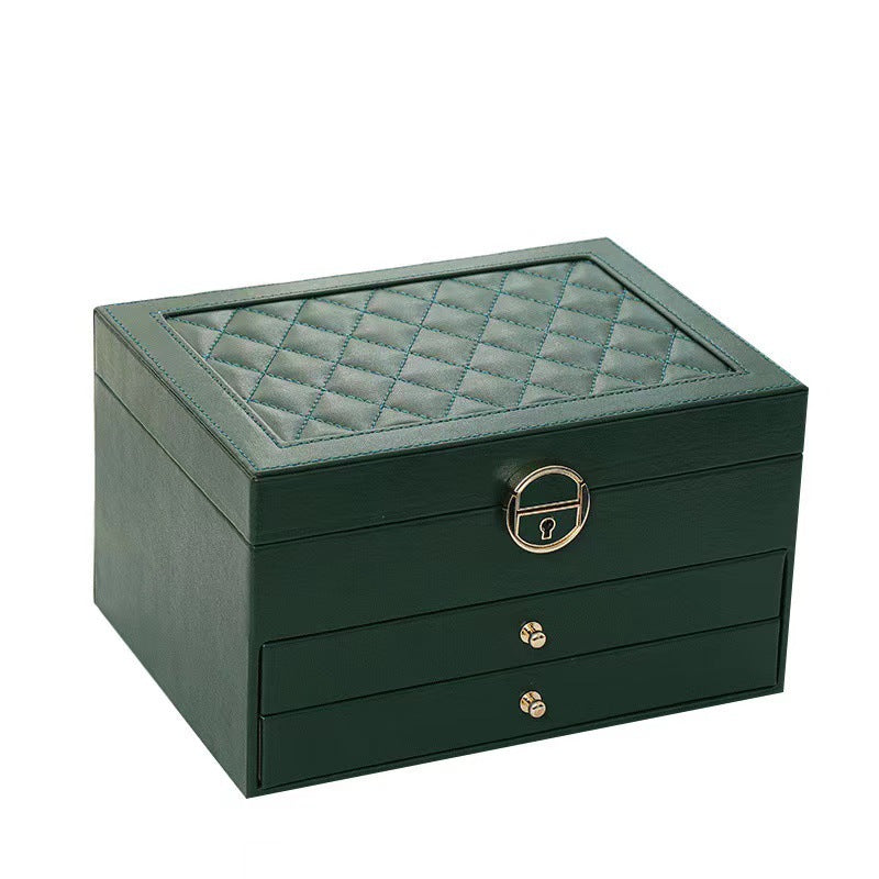 Large Three-Layer Premium Jewelry Box Desktop Organizer Ring Necklace Earring Storage Case with Dividers