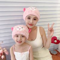 Cartoon Lamb Coral Fleece Hair Drying Cap for Kids and Adults