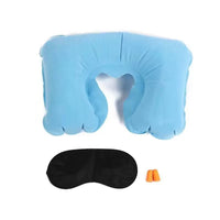 Inflatable U-Shaped Travel Pillow Set with Eye Mask and Earplugs