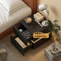 Minimalist Smart Nightstand with Wireless Charging and Ambient Light, 2-Drawer Bedroom Storage Cabinet