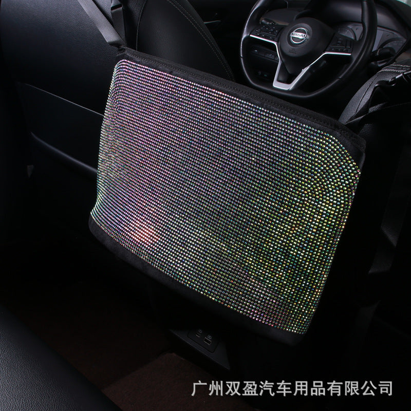 Car Seat Gap Organizer with Rhinestones - Backseat Storage Net for Purses and Bags