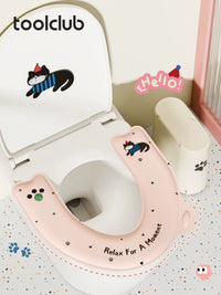 Toilet Seat Cushion, Universal All-Season Waterproof EVA Household Winter Scented Toilet Mat, Adhesive Toilet Seat Pad