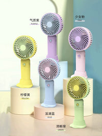 Portable USB Rechargeable Mini Handheld Desk Fan with 3-Speed Settings and Base