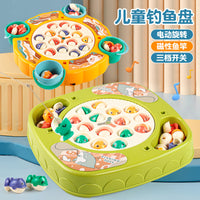 Electric Magnetic Rotating Fishing Game Toy for Kids with Music, Educational Parent-Child Interactive Play Set