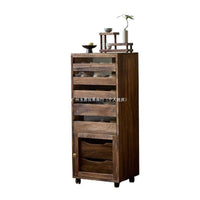 Solid Wood Display Cabinet with Glass Doors and Drawers for Collectibles, Tea Sets, or Dental Tools