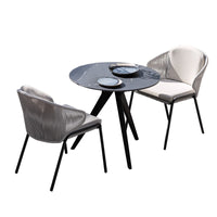 Outdoor Patio Garden Waterproof Sunscreen Rattan Woven Furniture Set with Rope Braided Coffee Table