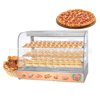 Commercial Stainless Steel Food Warmer Display Cabinet with Curved Glass for Fried Foods