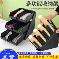 Multi-Compartment Plastic Bar Counter Organizer for Coffee & Milk Tea Shops, Kitchen Storage Rack