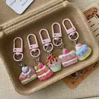 Transparent Fruit Cake Dessert Keychain for Bags and Keys