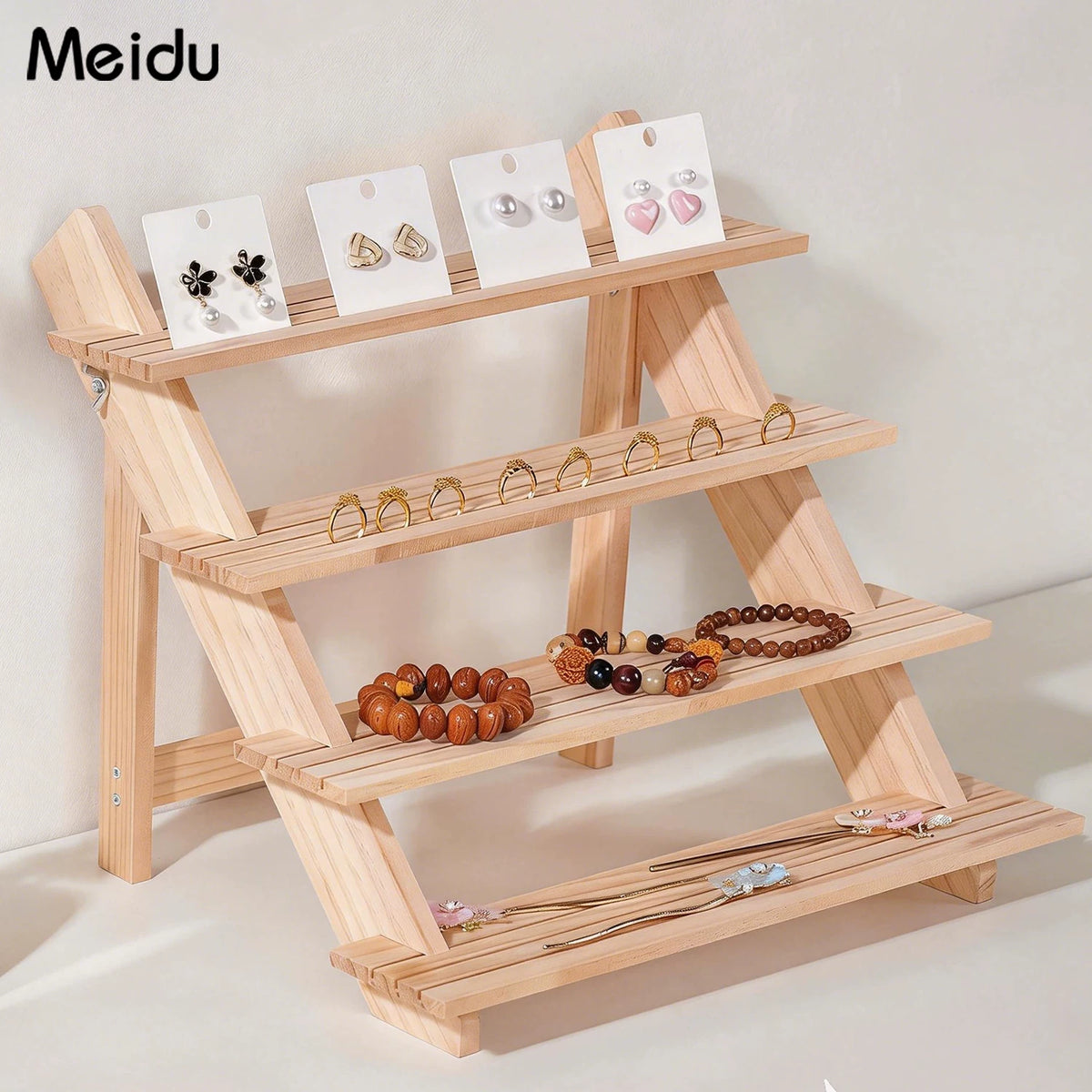 Multi-tier Wooden Display Stand for Jewelry and Small Items