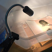 Reptile Basking Lamp Holder with Clamp, Full Spectrum UVA/UVB Light Stand for Turtles and Lizards, Adjustable