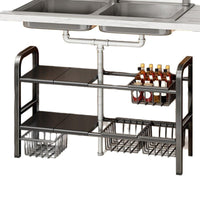 Retractable Under-Sink Kitchen Organizer Rack with Adjustable Shelves