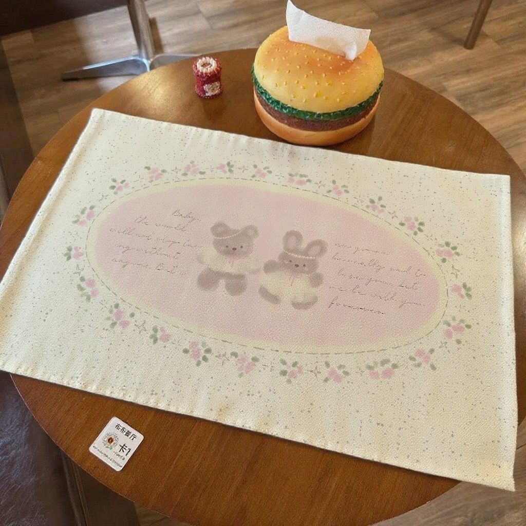 Japanese Vintage Floral Cotton Linen Tablecloth / Desk Mat for Home Decor