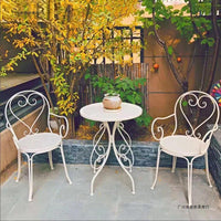 Outdoor Patio Bistro Set, Wrought Iron Round Table and Chairs for Balcony Garden Cafe