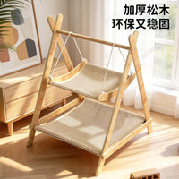 Cat Hammock Rocking Bed Wooden Pet Swing Lounger for Cats