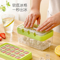 Multi-layer Press Ice Cube Tray Food Grade Silicone Mold with Lid and Storage Box Easy Release for Home Use