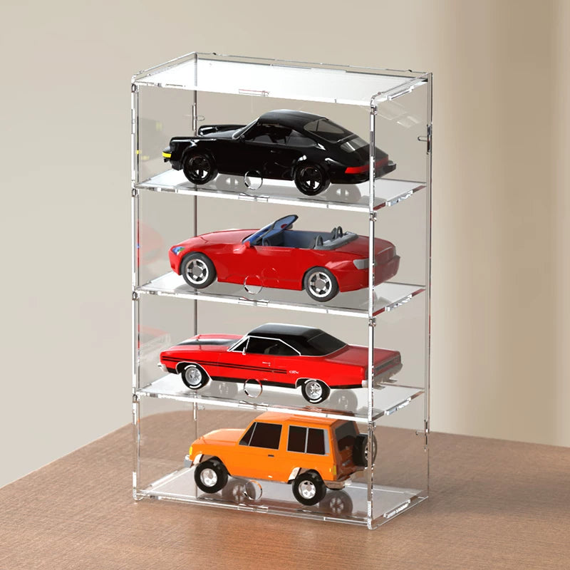 Diecast Model Car Display Case for Hot Wheels Tomica 1:64 1:32 1:18 Scale Vehicles Multi-Layer Transparent Storage Box
