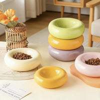 Donut Ceramic Pet Bowl for Cats - Anti-Tip Food and Water Dish