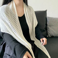 Ice Silk Hollow Knit Shawl Triangle Scarf for Women, Thin Sun Protection Air Conditioning Cover-up
