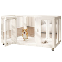 Portable Transparent Pet Playpen for Small Dogs Indoor Puppy Enclosure with Movable Panels