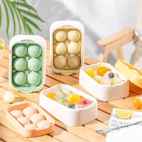 Silicone Sphere Ice Cube Tray with Press-Type Lid, 6-Cavity Round Ice Ball Maker for Home Bar