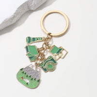 Cartoon Outdoor Tent Hiking Metal Keychain Bag Charm