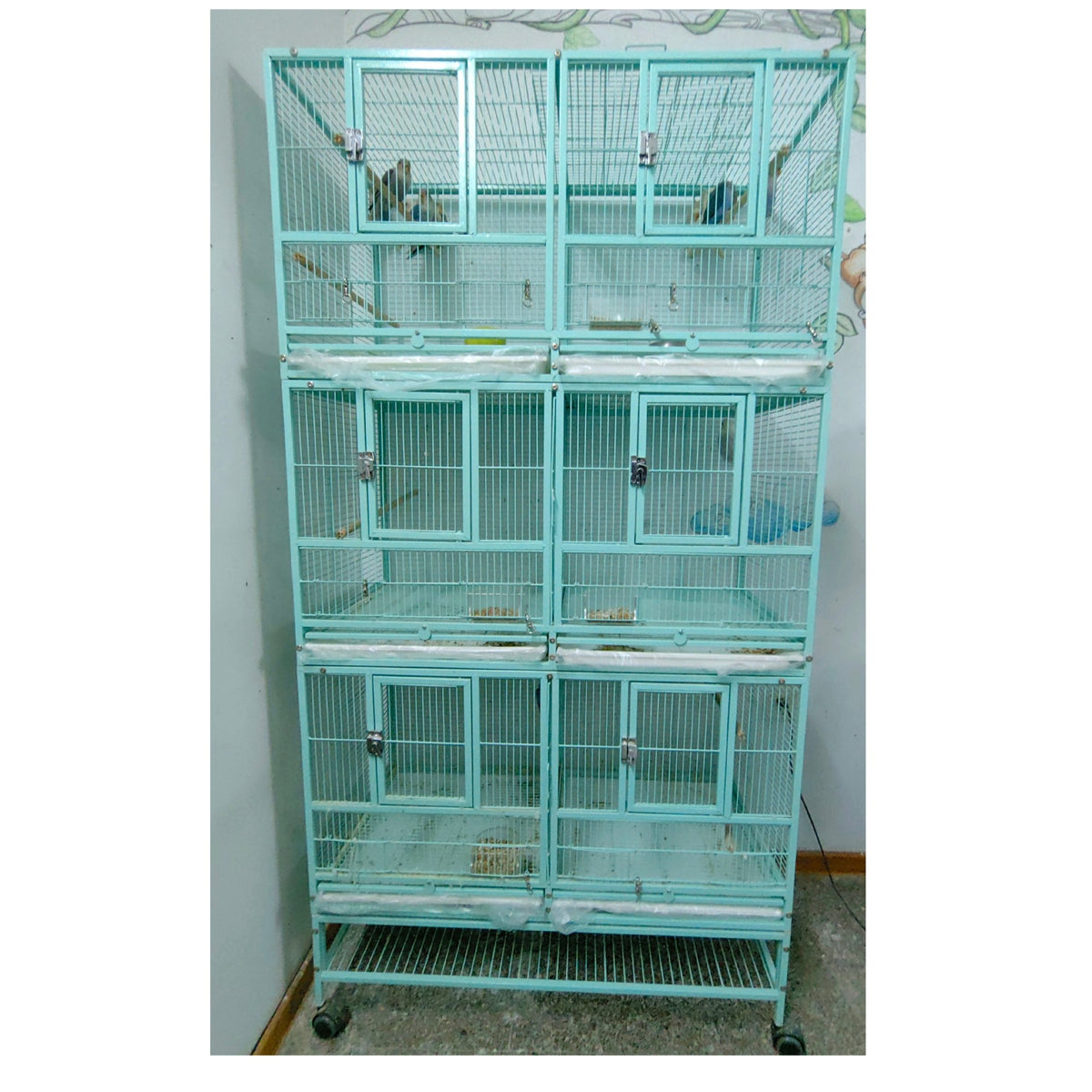 Large 3-Tier Breeding Bird Cage for Multiple Birds, Parrots, Cockatiels, and Budgies