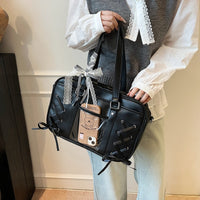 Japanese Style Commuter Crossbody Tote Bag with Clear Window, Large Capacity Shoulder Handbag for Women