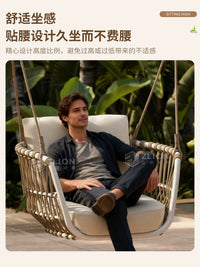 Outdoor Rattan Swing Chair with Canopy for Patio Garden Balcony