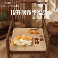 Plush Cartoon Faux Cashmere Seat Cushion for Office, Dining, or Dorm Chairs