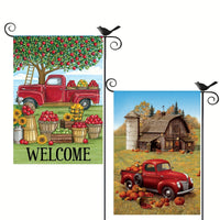 Red Truck Garden Flag Autumn Harvest Season Vertical Yard Banner Decoration Outdoor Yard Flag