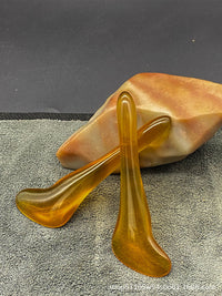 Resin Gua Sha Massage Tools for Face, Eyes, Head, and Body - Amber Meridian Scraping Sticks