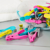 36-Pack Colorful Plastic Clothes Pegs with Basket for Drying Quilts and Mosquito Nets