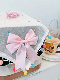 INS Style Dust Cover for Kitchen Appliances with Colorful Tassels and Bow