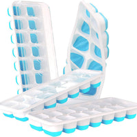Ice Cube Tray Set with Lid, Soft Bottom, DIY Ice Making Mold, Ice Box & Tongs