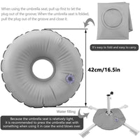 Foldable Beach Umbrella Stand with Adjustable Portable Sunshade Patio Umbrella Base and Water Bag
