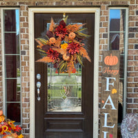 Thanksgiving Autumn Pumpkin Wreath for Front Door Wall Decor