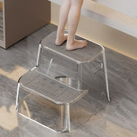 Designer Toilet Stool for Bathroom, Lightweight Luxury Anti-Slip Step Stool for Kids, High Transparency Auxiliary Stool with Handle