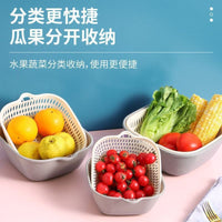 Double-Layer Kitchen Strainer Basket Set for Washing Fruits and Vegetables