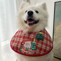 Christmas Pet Bandana Bib for Dogs - Santa Pattern Red Plaid