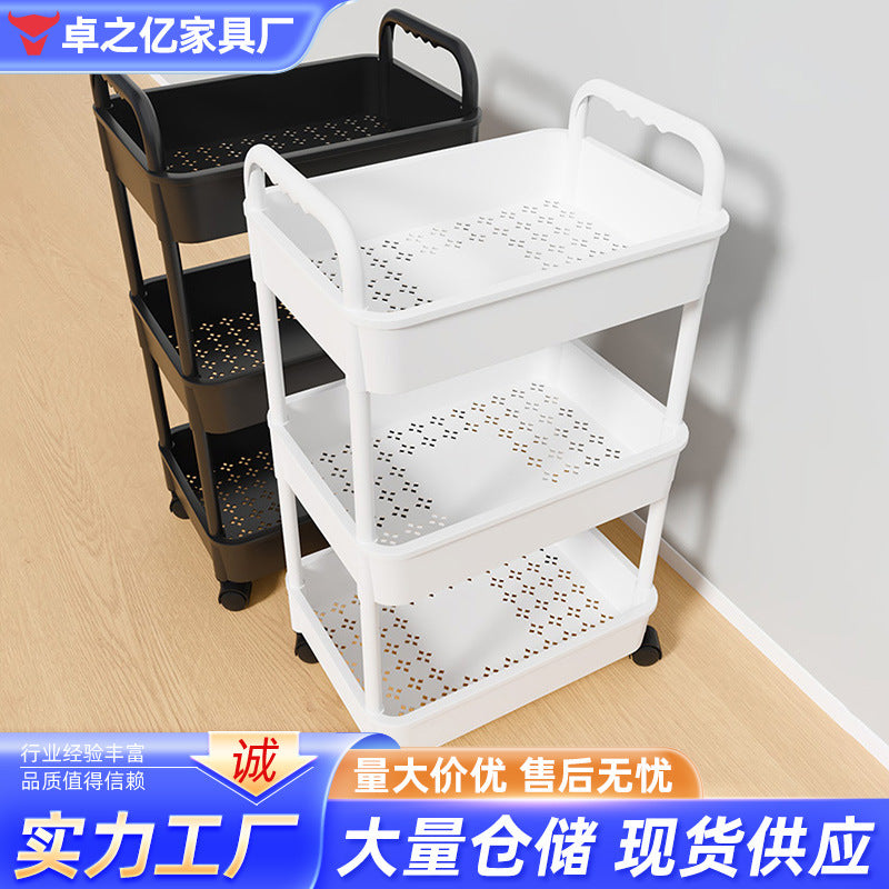 Multi-Layer Rolling Storage Cart with Handle for Kitchen Bathroom Bedroom