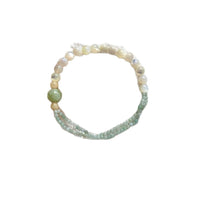 Soft Light Original Design White Mother-of-Pearl Enamel Natural Double-Layer Bracelet with Prehnite and Trochus Beads
